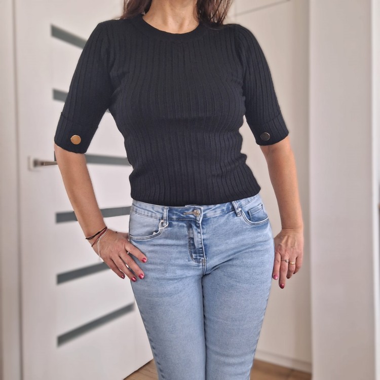 Bluzka dzianinowa, czarna, L/XL