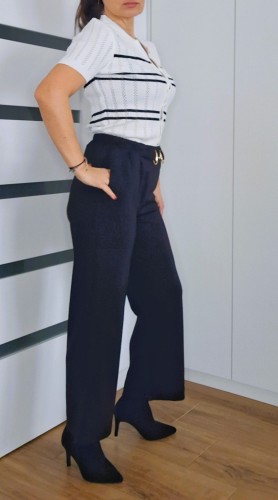 Spodnie damskie z wiskozy typu szwedy na gumce czarne