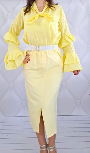 Koszula z efektownymi rękawami żółta