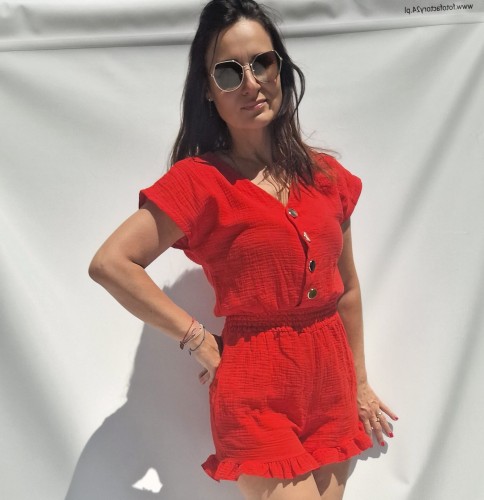 45.jpg  Kombinezon muślinowy rozpinany czerwony (id: 382)