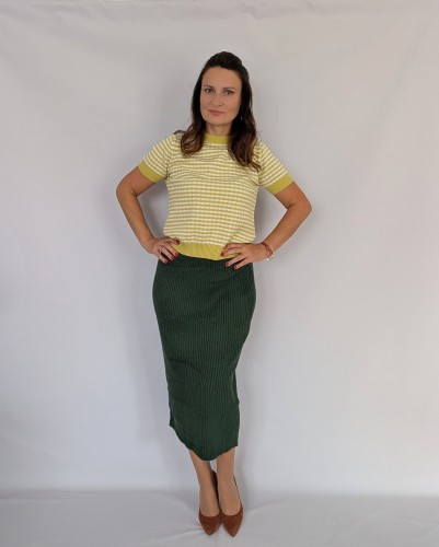 Sweter dzianinowy w paski jasno zielone