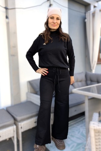 Przytulny i stylowy zestaw dzianinowy- idealny na jesień i zimę czarny