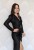 Satynowa sukienka STELLA maxi z ozdobną klamrą czarna (id: 568)