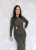 Elegancka sukienka midi ze złotą klamrą zielona (id: 573)