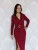 Elegancka sukienka midi ze złotą klamrą burgund (id: 579)