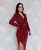 Elegancka sukienka midi ze złotą klamrą burgund (id: 579)