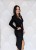 Elegancka sukienka midi kopertowa z ozdobną klamrą czarna (id: 581)