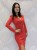 Elegancka sukienka midi kopertowa z ozdobną klamrą czerwona (id: 582)