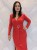 Elegancka sukienka midi kopertowa z ozdobną klamrą czerwona (id: 582)