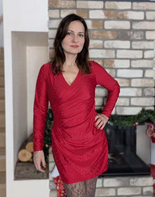 Sukienka czerwona z drobinkami mieniącymi Lily (id: 624)