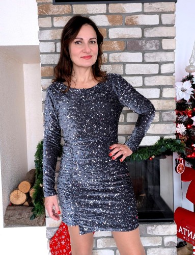 Sukienka cekinowa na karnawał grafitowa (id: 644)