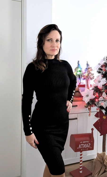 Sukienka dzianinowa czarna Amelia L/XL (id: 122)