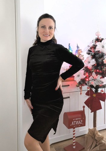 Sukienka kopertowa błyszcząca Isabella brązowo-złota