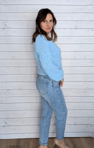 Damskie jeansy mom fit z wysokim stanem