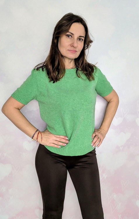 Sweter z krótkim rękawem zielony
