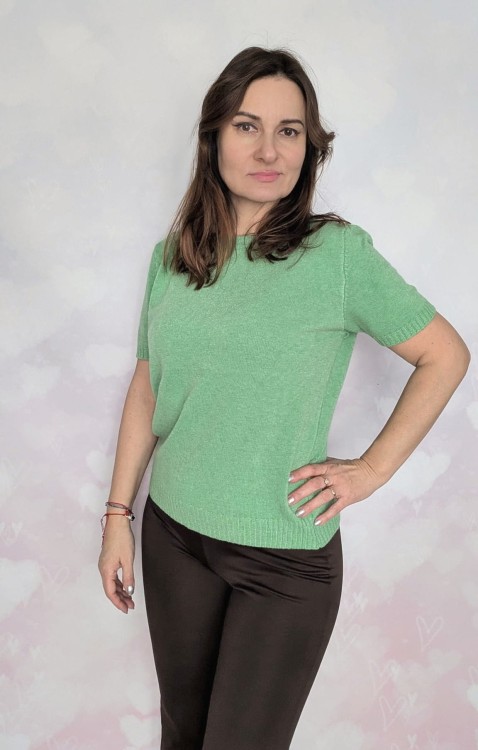 Sweter z krótkim rękawem zielony