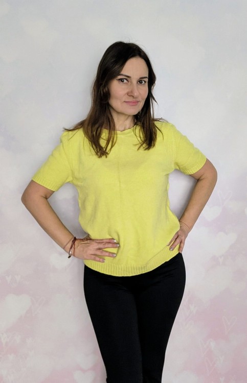 Sweter z krótkim rękawem jasno zielony limonka