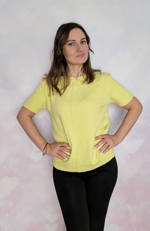 Sweter z krótkim rękawem jasno zielony limonka