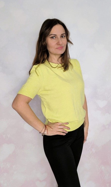 Sweter z krótkim rękawem jasno zielony limonka
