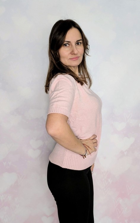 Sweter z krótkim rękawem jasny różowy
