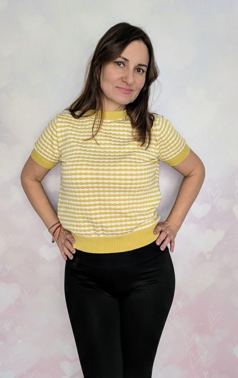 Sweter dzianinowy w paski jasno zielone