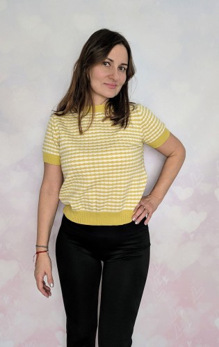 Sweter dzianinowy w paski jasno zielone