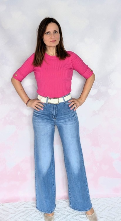 Stylowe jeansy wide leg szwedy z wysokim stanem jasny niebieski