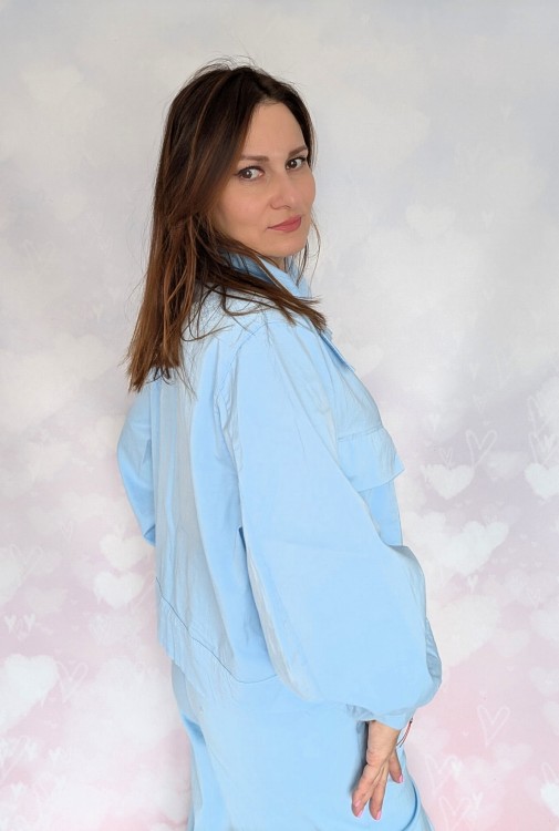 Bawełniany komplet, spodnie i koszula niebieski