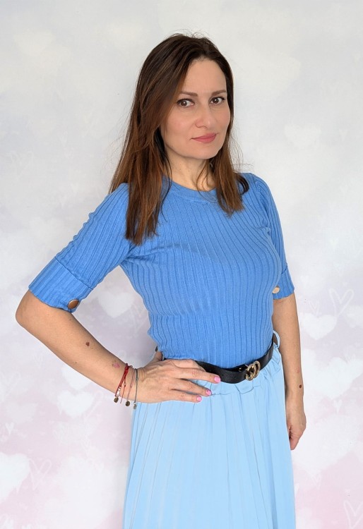 Bluzka dzianinowa, niebieska, S/M