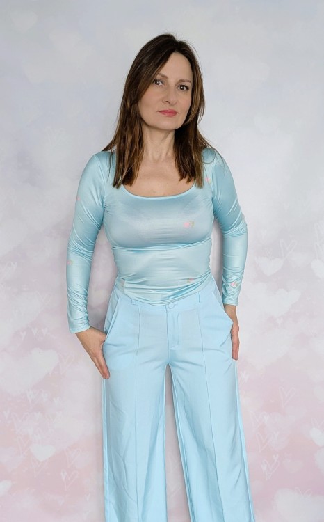 Eleganckie spodnie Wide Leg z wiskozy, turkusowe