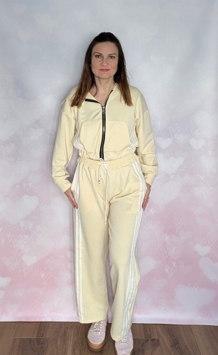 Komplet dresowy- rozpinana bluza, spodnie szeroka nogawka, żółty