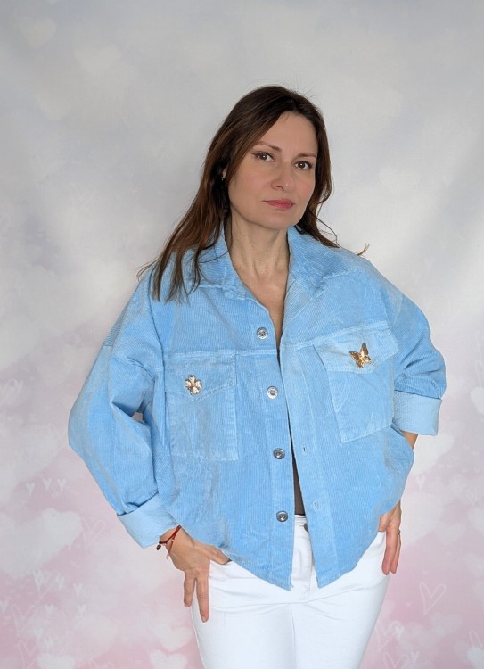 Kurtka sztruksowa niebieska