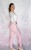 Legginsy bezszwowe high waist- prążkowana tekstura push up jasny róż