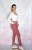 Legginsy bezszwowe high waist- prążkowana tekstura push up antyczny róż