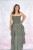 Elegancka kaskadowa sukienka maxi oliwka- 100% bawełna