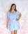 Bawełniana sukienka szmizjerka bombka z związaniem niebieska